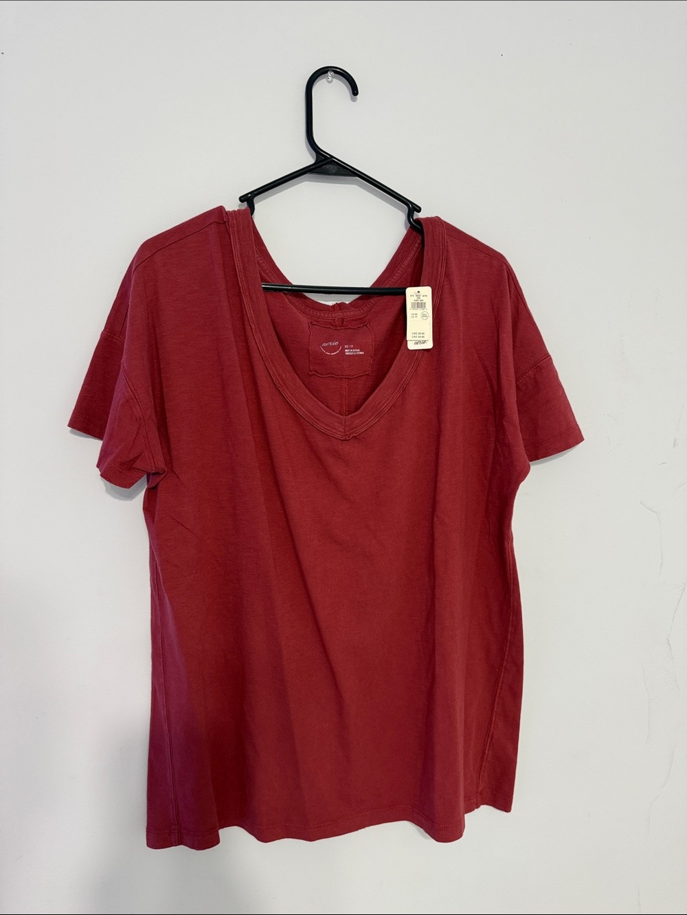 aerie V-Neck Short Sleeve Tee - Maroon